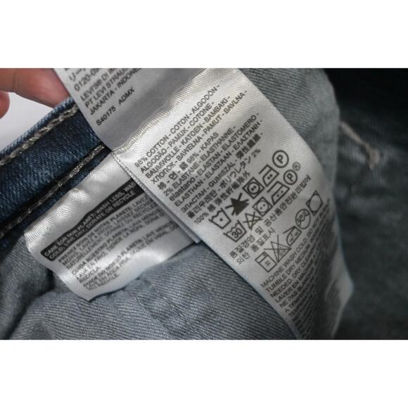 Levi's 505 Regular Fit Straight Rugged Stretch Blue Denim Jeans Mens Sz 36 x 30 - Picture 6 of 8